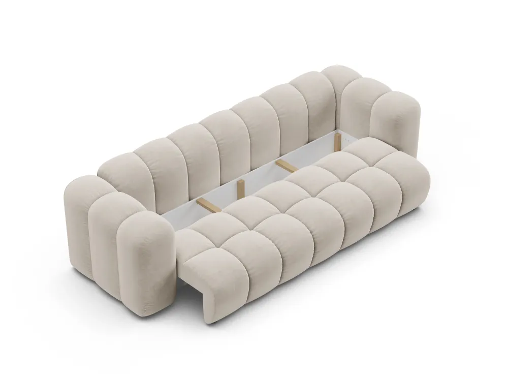 Sofa sametová s funkcí spaní ASTRO ecru
