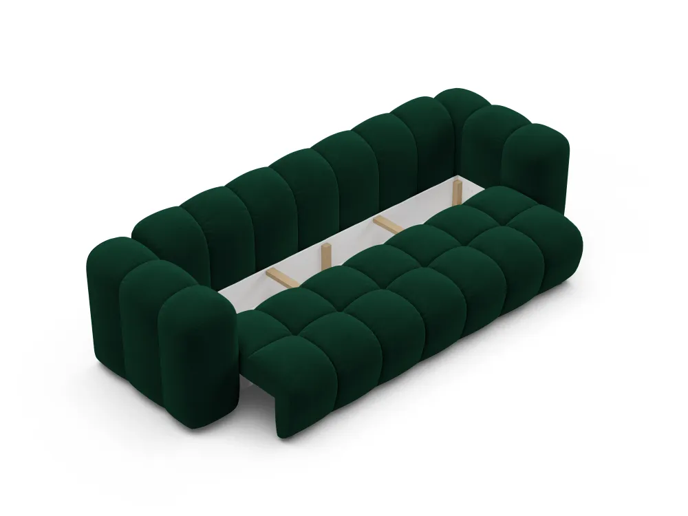 Sofa sametová s funkcí spaní ASTRO lahvově zelená