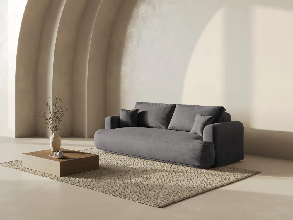 Sofa sametová s funkcí spaní ELLA šedá