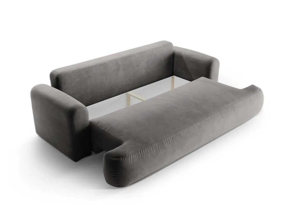 Sofa sametová s funkcí spaní ELLA šedá