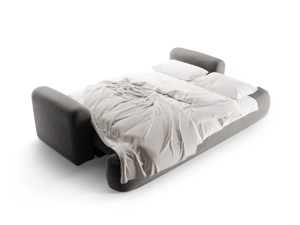Sofa sametová s funkcí spaní ELLA šedá