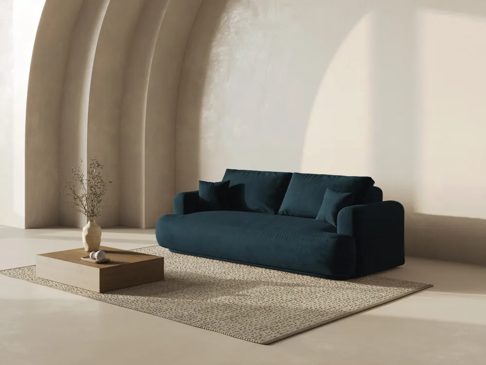 Sofa sametová s funkcí spaní ELLA granátová petrol