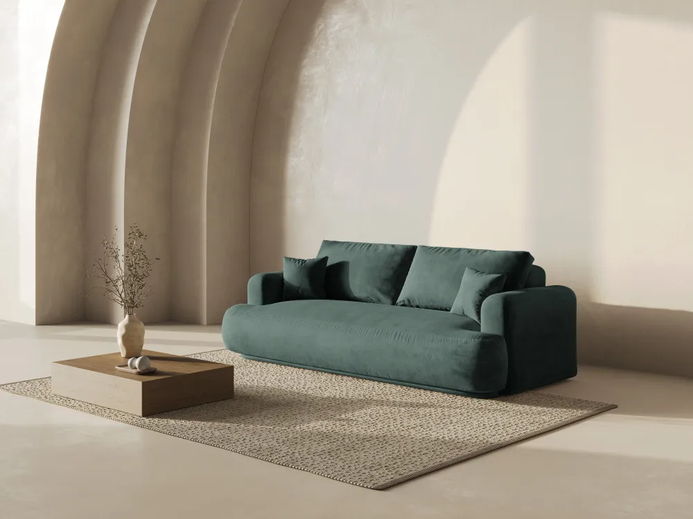 Sofa sametová s funkcí spaní ELLA petrol