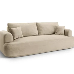 Sofa sametová s funkcí spaní ELLA světle béžová