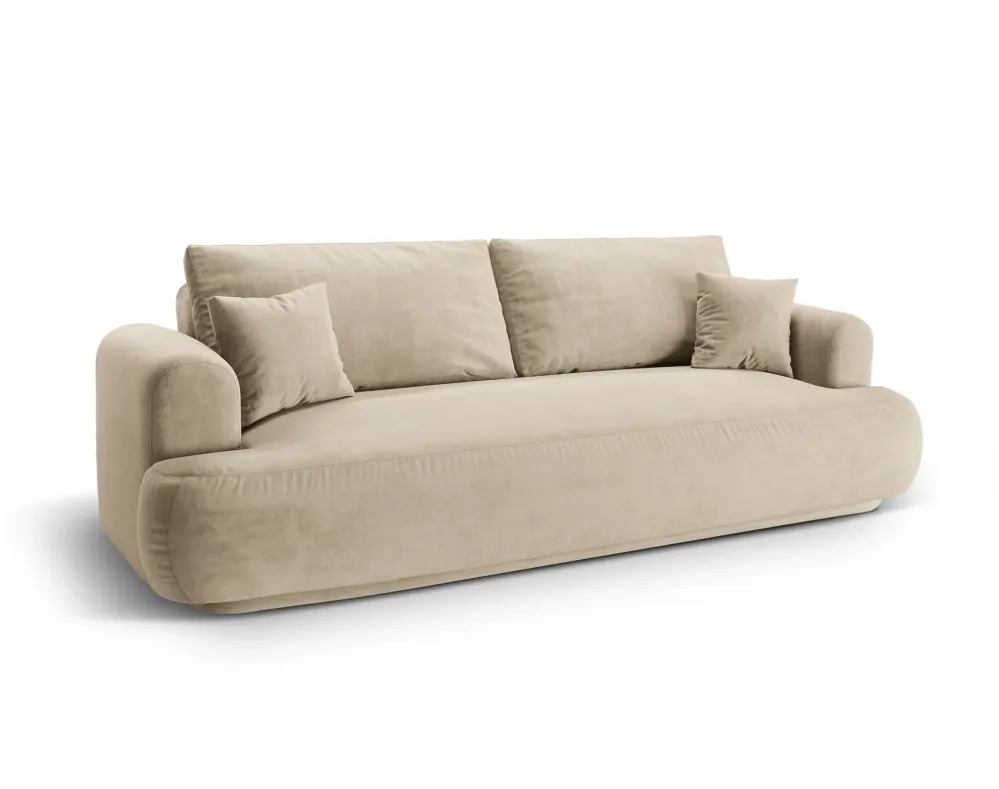 Sofa sametová s funkcí spaní ELLA světle béžová