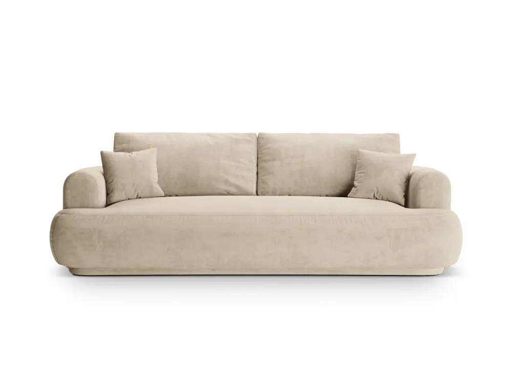 Sofa sametová s funkcí spaní ELLA světle béžová