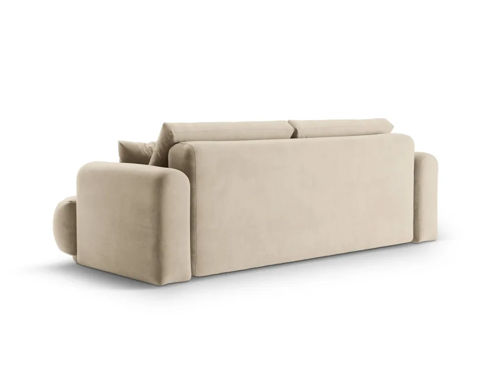 Sofa sametová s funkcí spaní ELLA světle béžová
