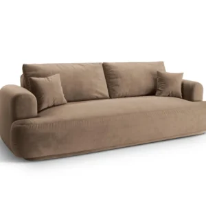 Sofa sametová s funkcí spaní ELLA tmavě béžová