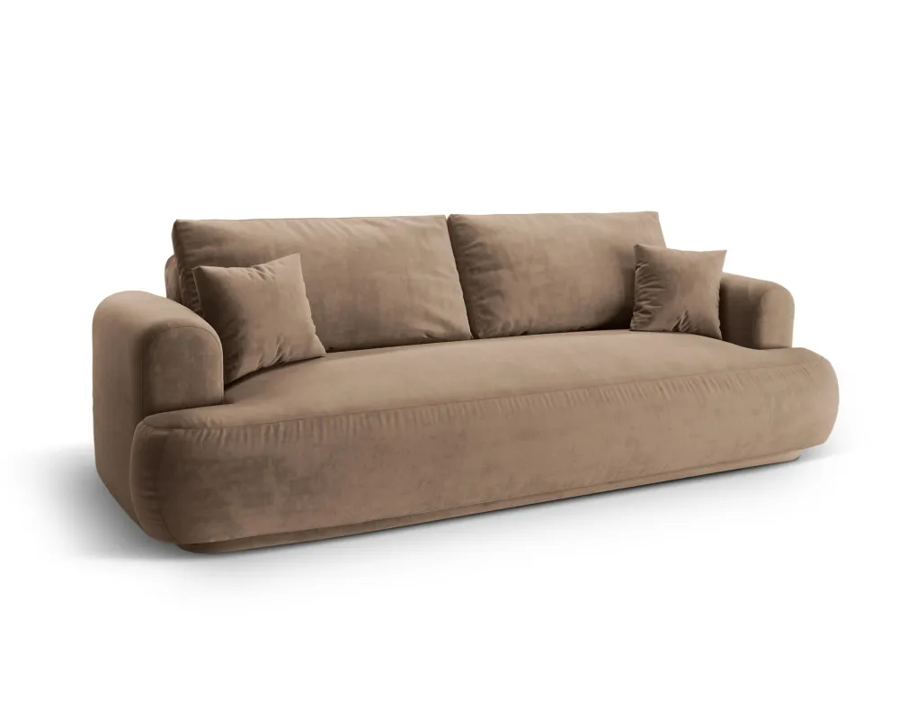 Sofa sametová s funkcí spaní ELLA tmavě béžová