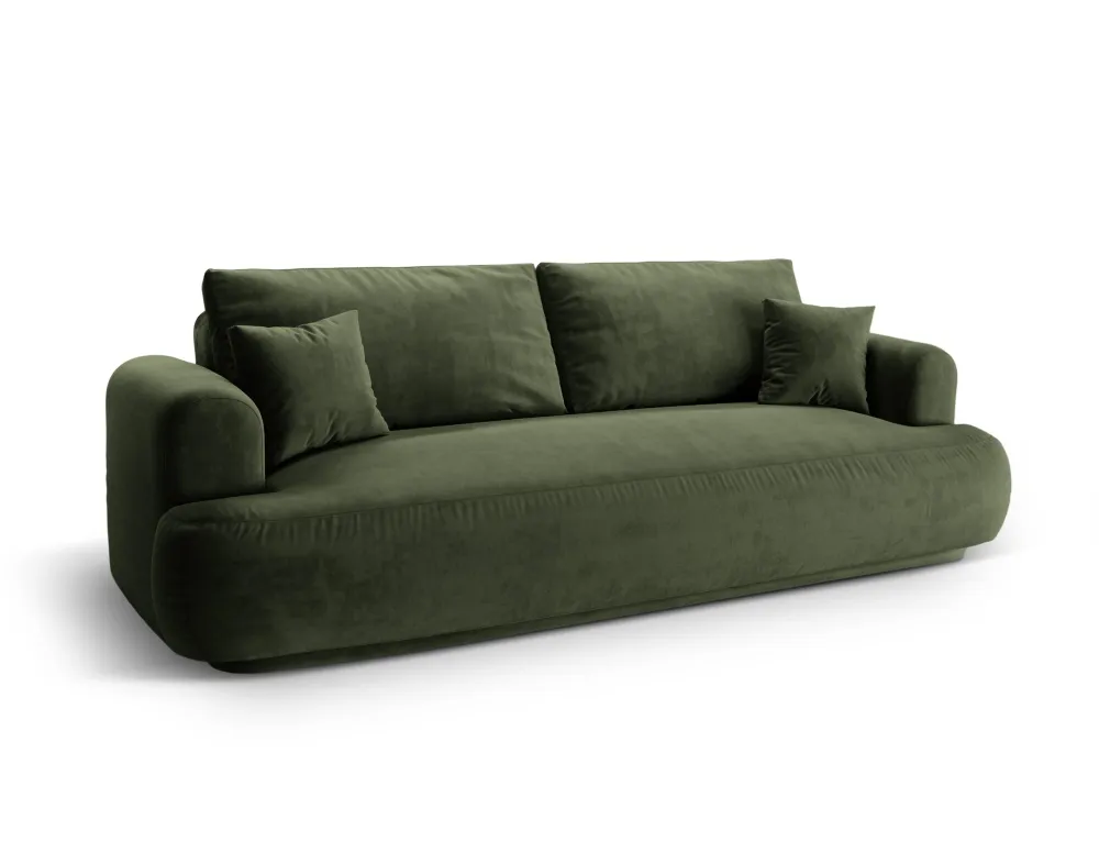 Sofa sametová s funkcí spaní ELLA zelená