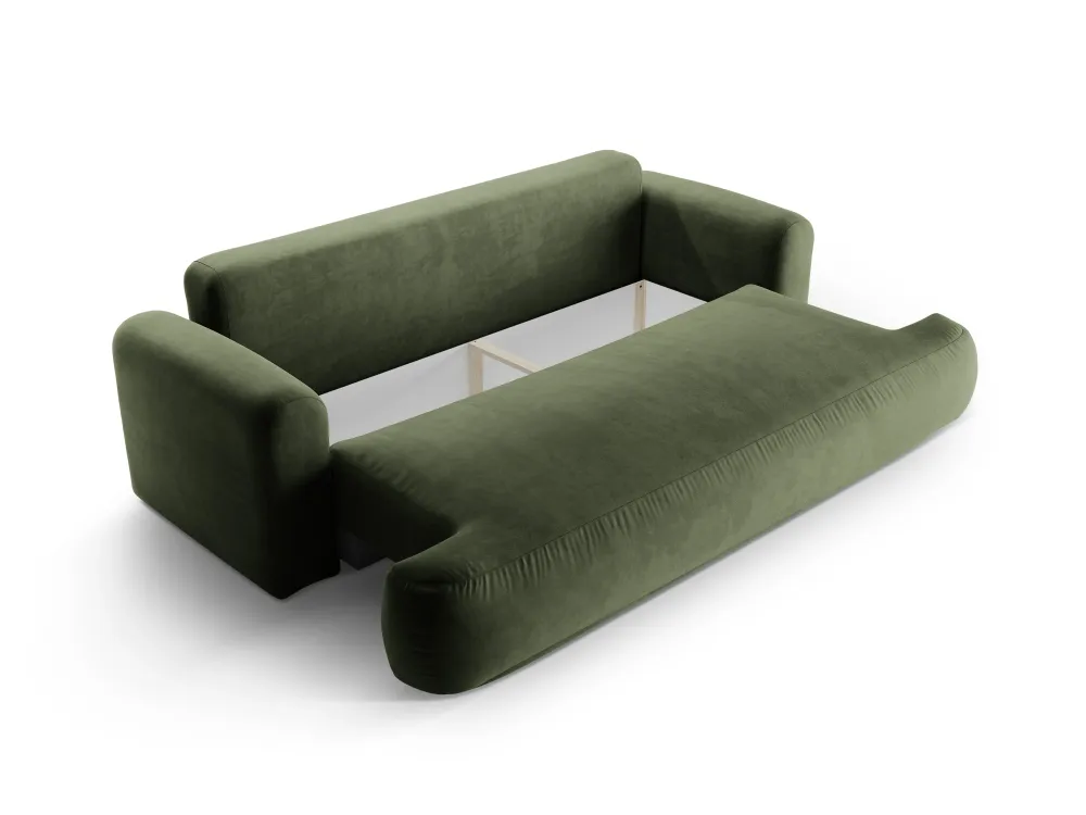Sofa sametová s funkcí spaní ELLA zelená