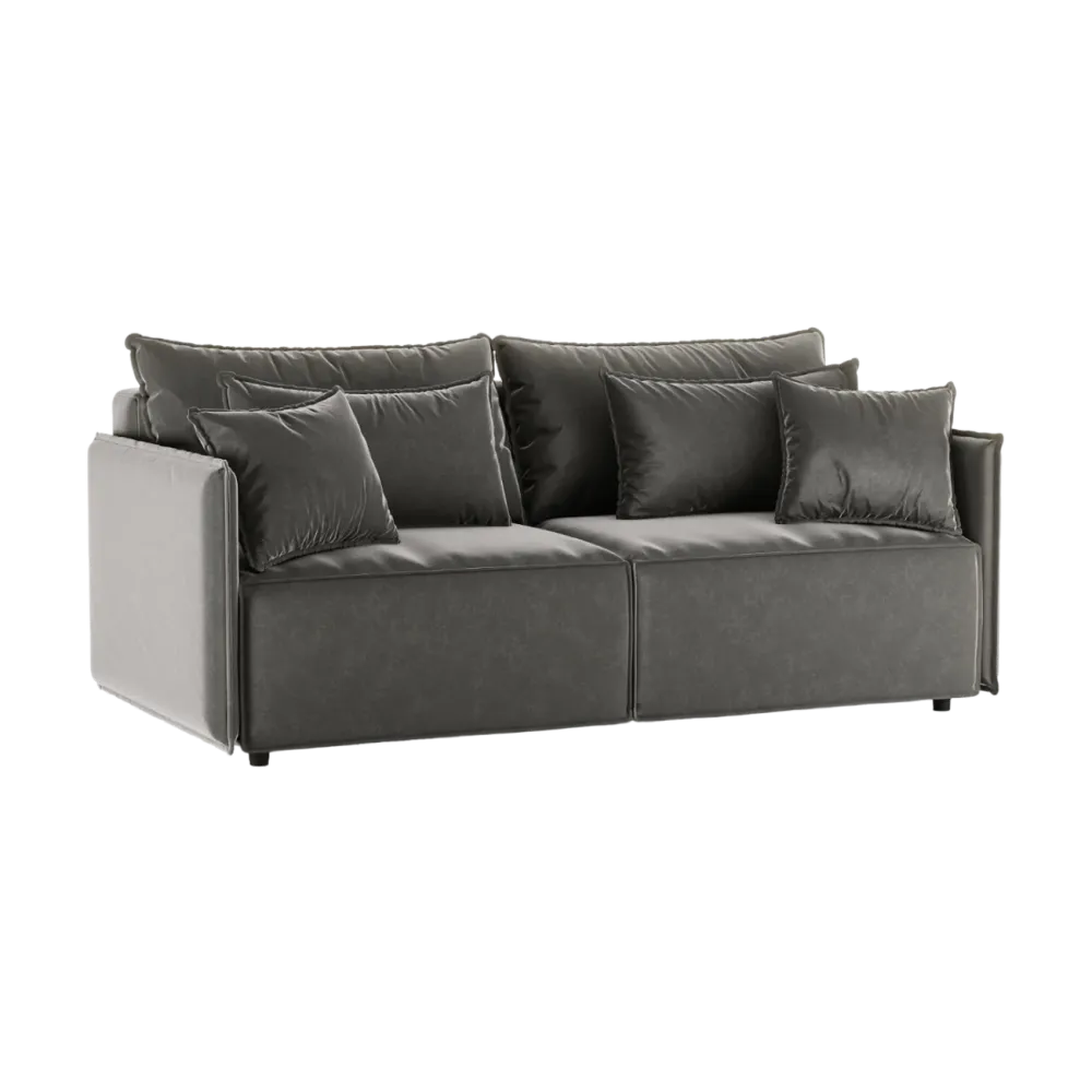 Sofa sametová s funkcí spaní FABIEN šedá