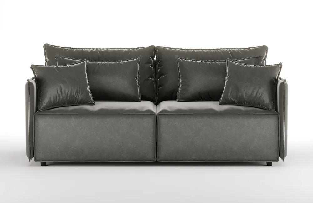 Sofa sametová s funkcí spaní FABIEN šedá