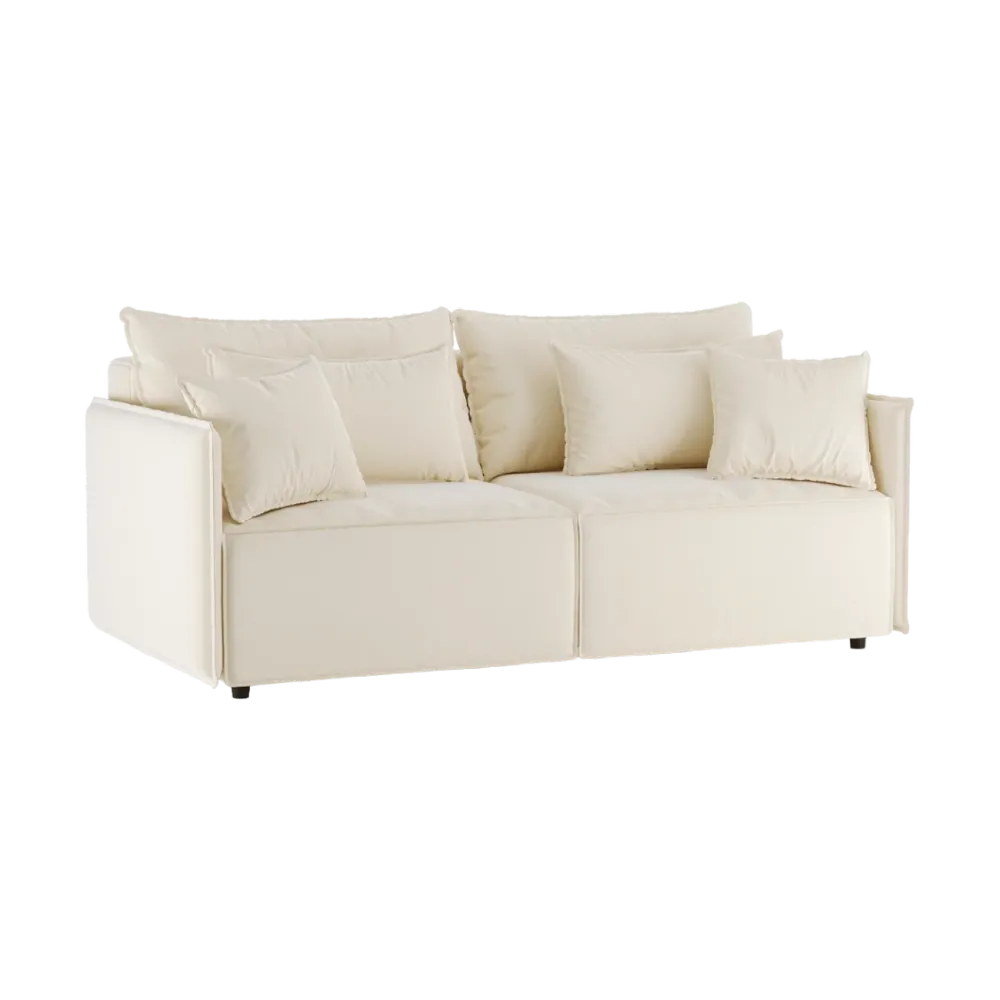 Sofa sametová s funkcí spaní FABIEN béžová
