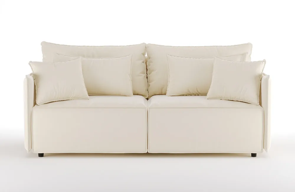 Sofa sametová s funkcí spaní FABIEN béžová