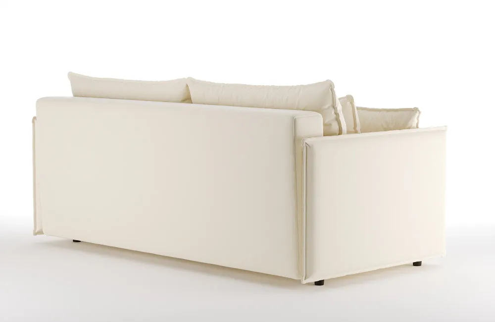 Sofa sametová s funkcí spaní FABIEN béžová