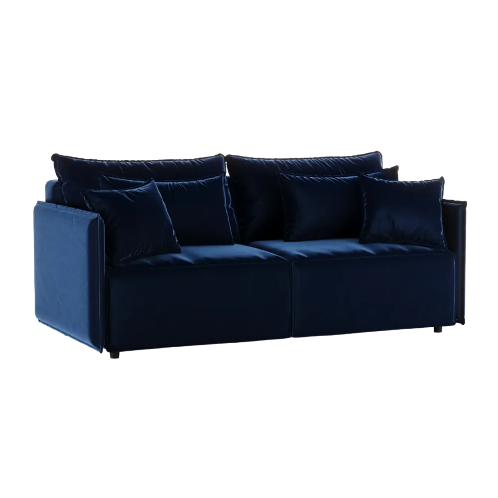 Sofa sametová s funkcí spaní FABIEN granátová