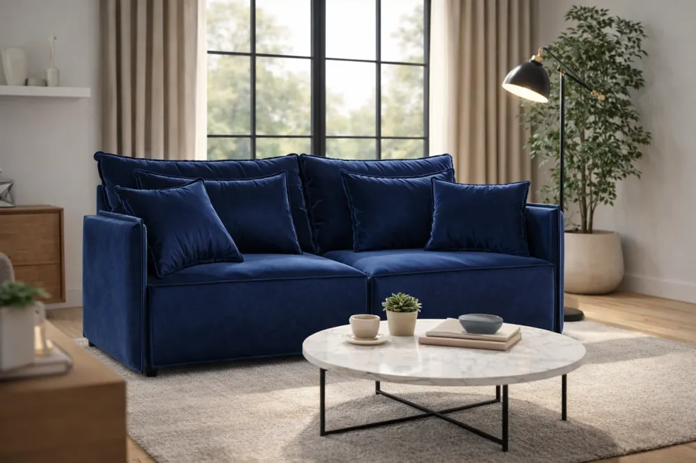 Sofa sametová s funkcí spaní FABIEN granátová