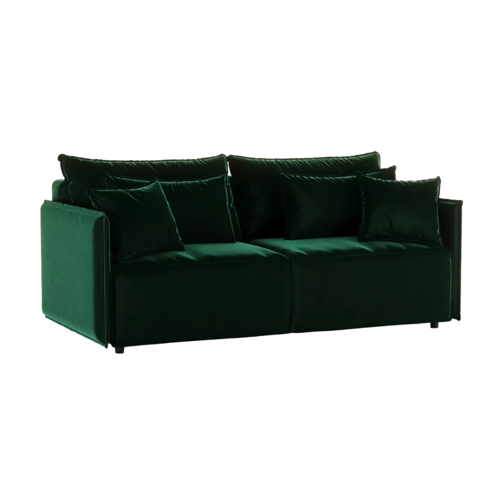 Sofa sametová s funkcí spaní FABIEN tmavě zelená