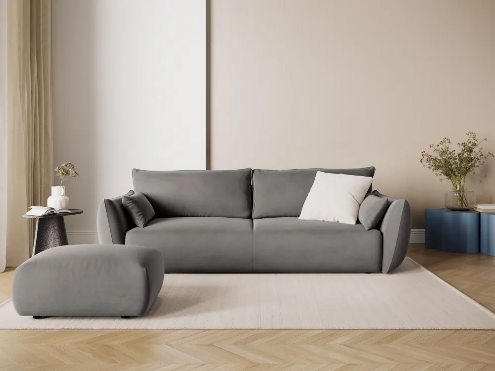 Sofa sametová s funkcí spaní MATERA šedá