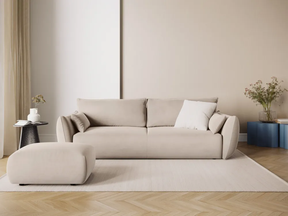 Sofa sametová s funkcí spaní MATERA béžová