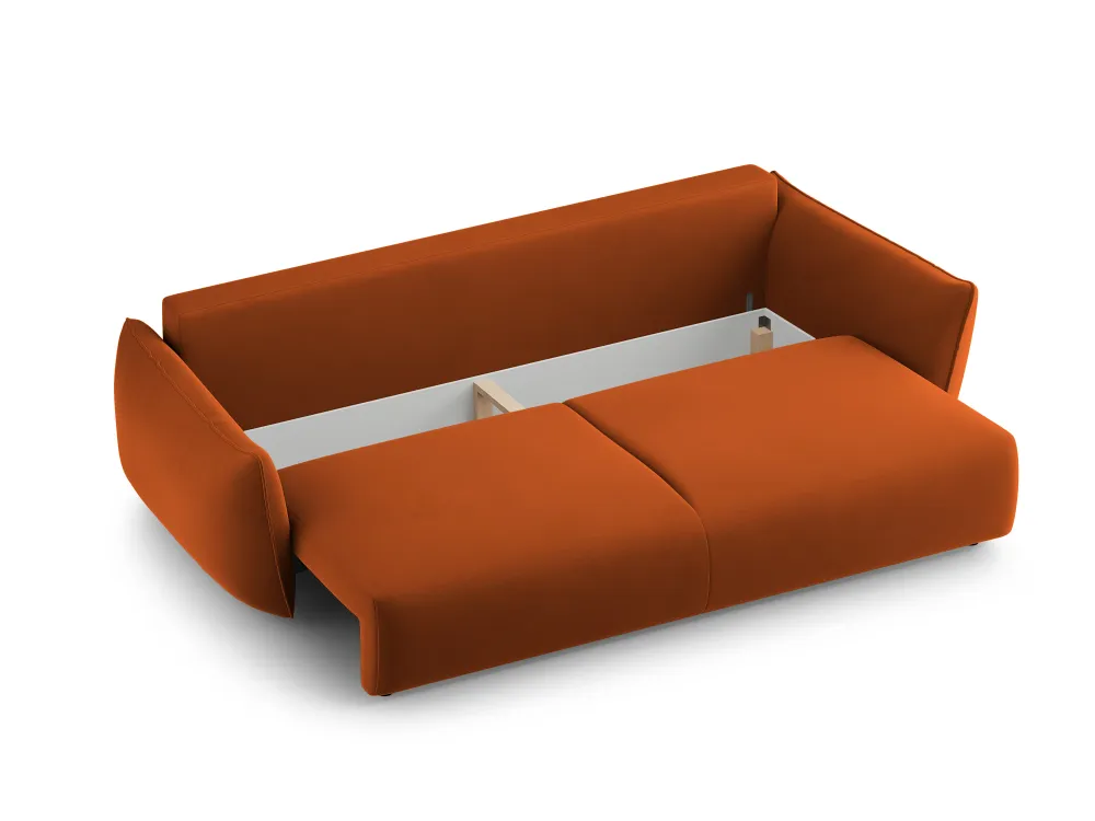 Sofa sametová s funkcí spaní MATERA cihlová