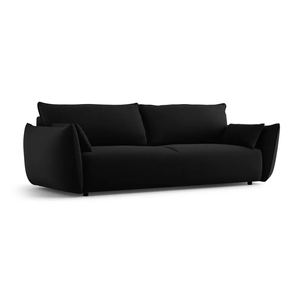 Sofa sametová s funkcí spaní MATERA černá
