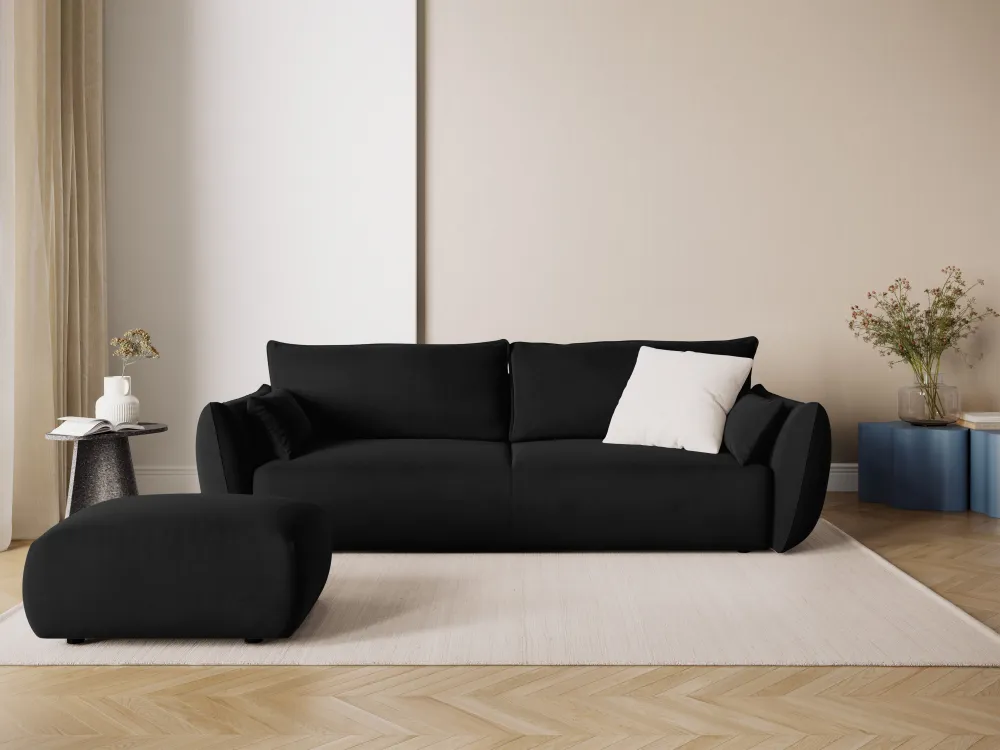 Sofa sametová s funkcí spaní MATERA černá