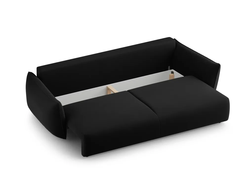 Sofa sametová s funkcí spaní MATERA černá