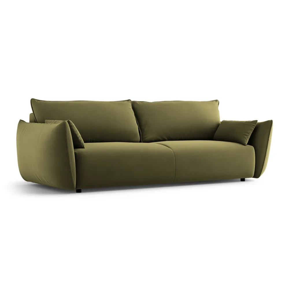 Sofa sametová s funkcí spaní MATERA olivová