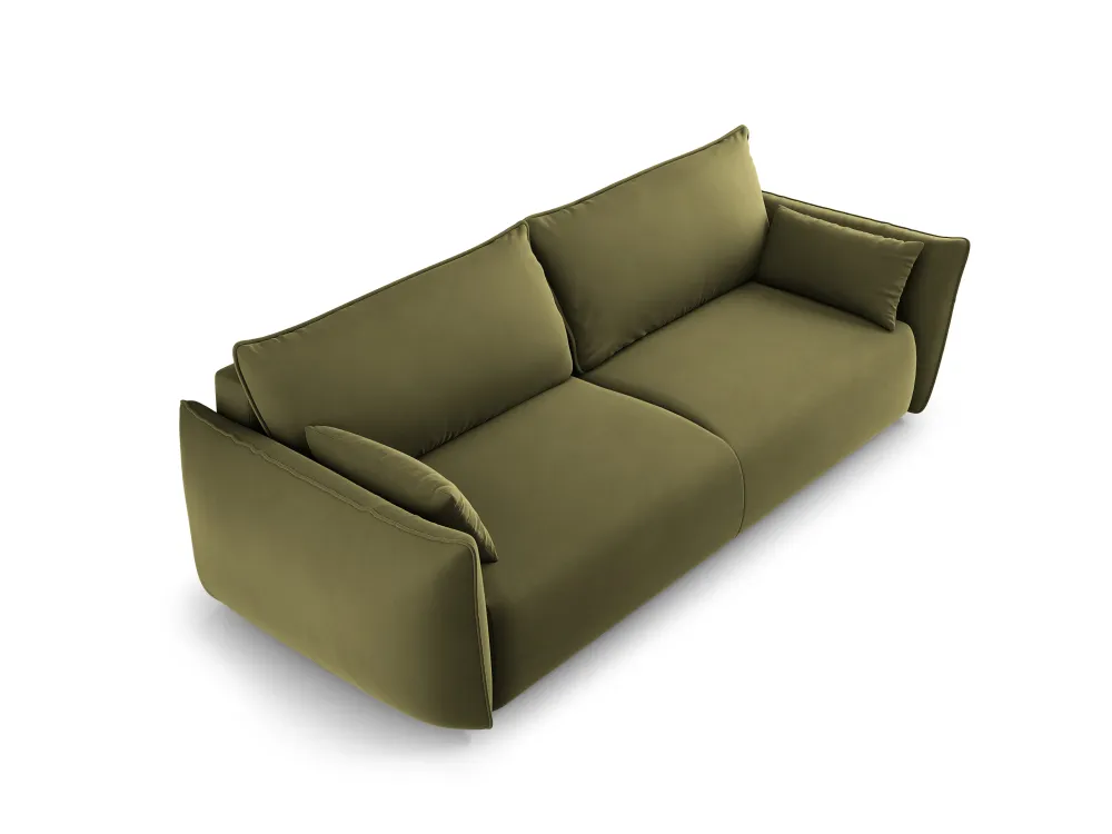 Sofa sametová s funkcí spaní MATERA olivová