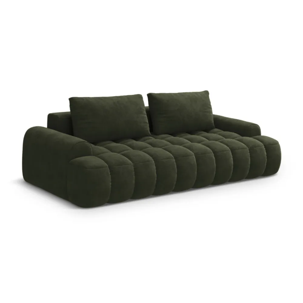 Sofa sametová s funkcí spaní pro 4 osoby LINZ zelená