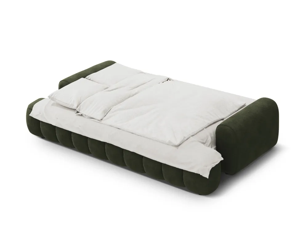 Sofa sametová s funkcí spaní pro 4 osoby LINZ zelená