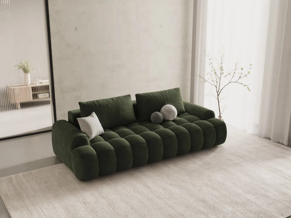 Sofa sametová s funkcí spaní pro 4 osoby LINZ zelená