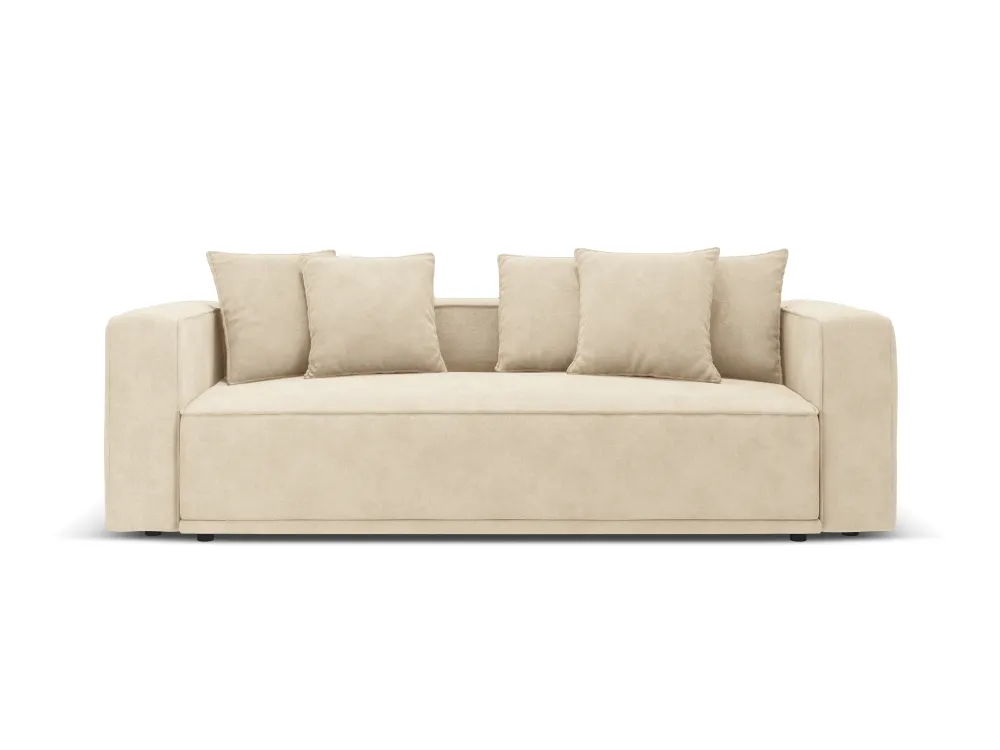 Sofa sametová s funkcí spaní RIBES světle béžová