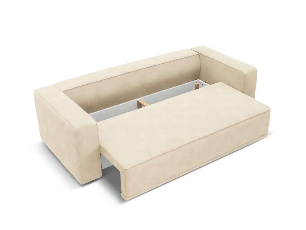 Sofa sametová s funkcí spaní RIBES světle béžová