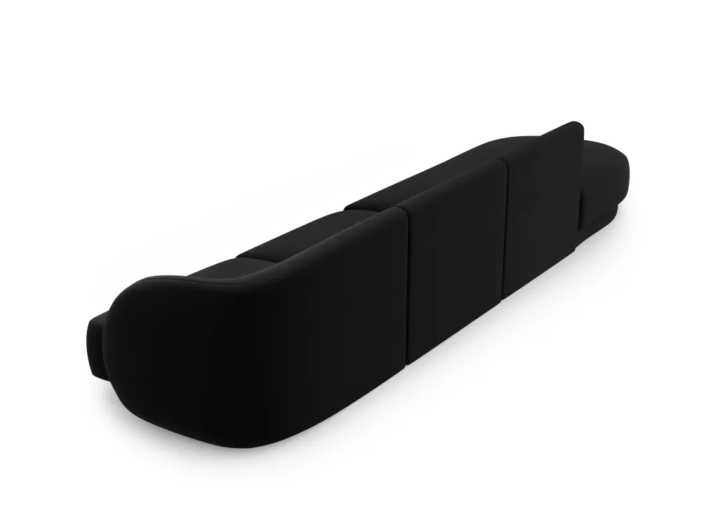 Sofa sametová levostranná 4-osobová otevřená MILEY černá