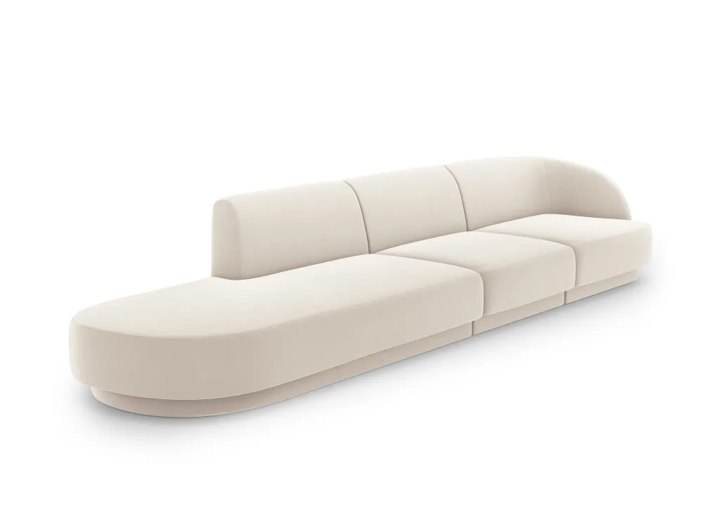 Sofa sametová levostranná 4-osobová otevřená MILEY béžová