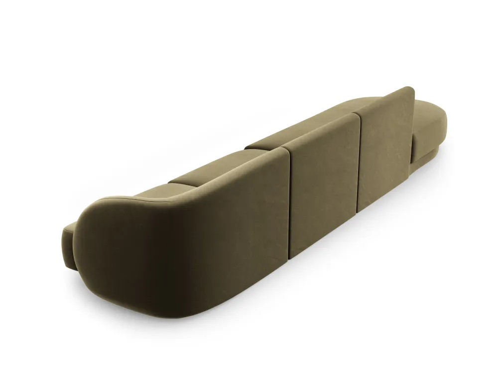 Sofa sametová levostranná 4-osobová otevřená MILEY zelená