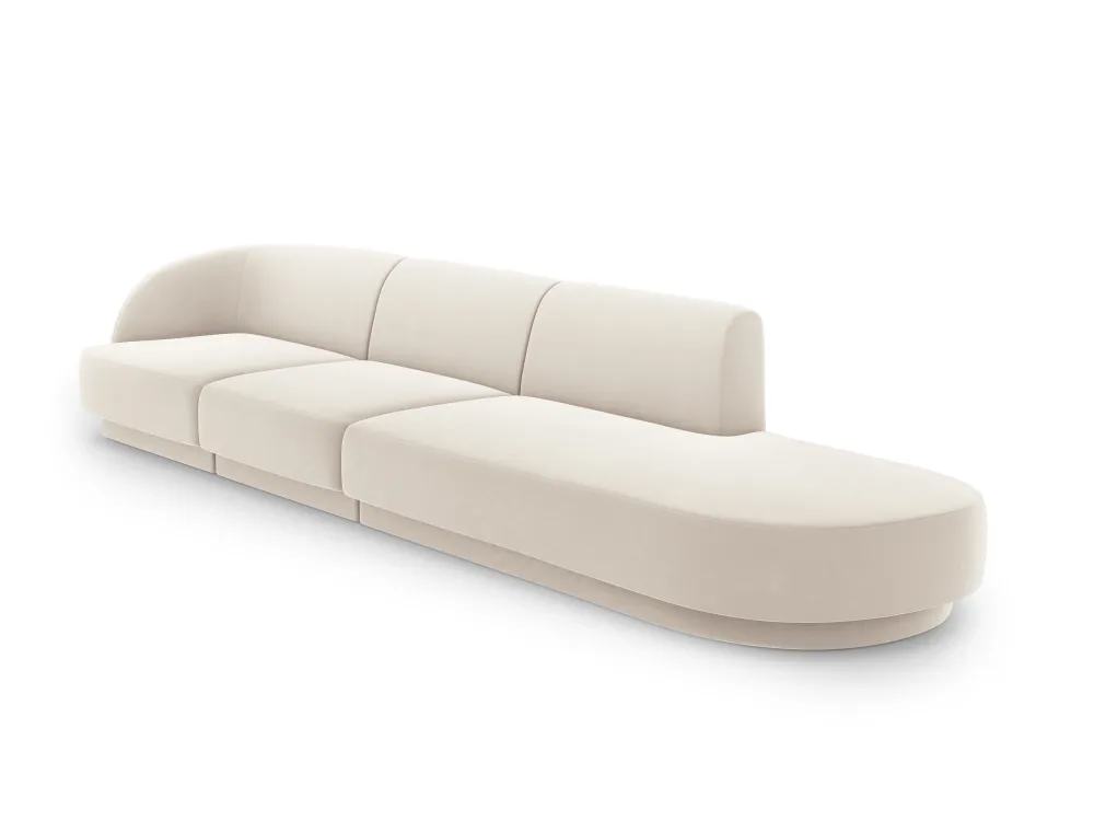 Sofa sametová pravostranná 4-místná otevřená MILEY béžová
