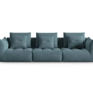 Sofa sametová pro 4 osoby BLOOM pastelově modrá
