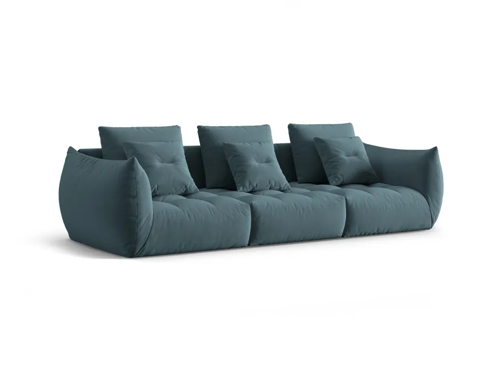 Sofa sametová pro 4 osoby BLOOM pastelově modrá