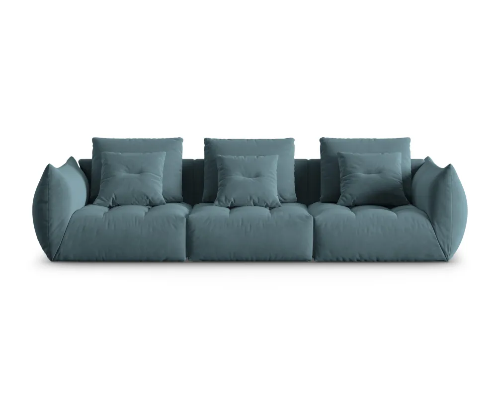 Sofa sametová pro 4 osoby BLOOM pastelově modrá