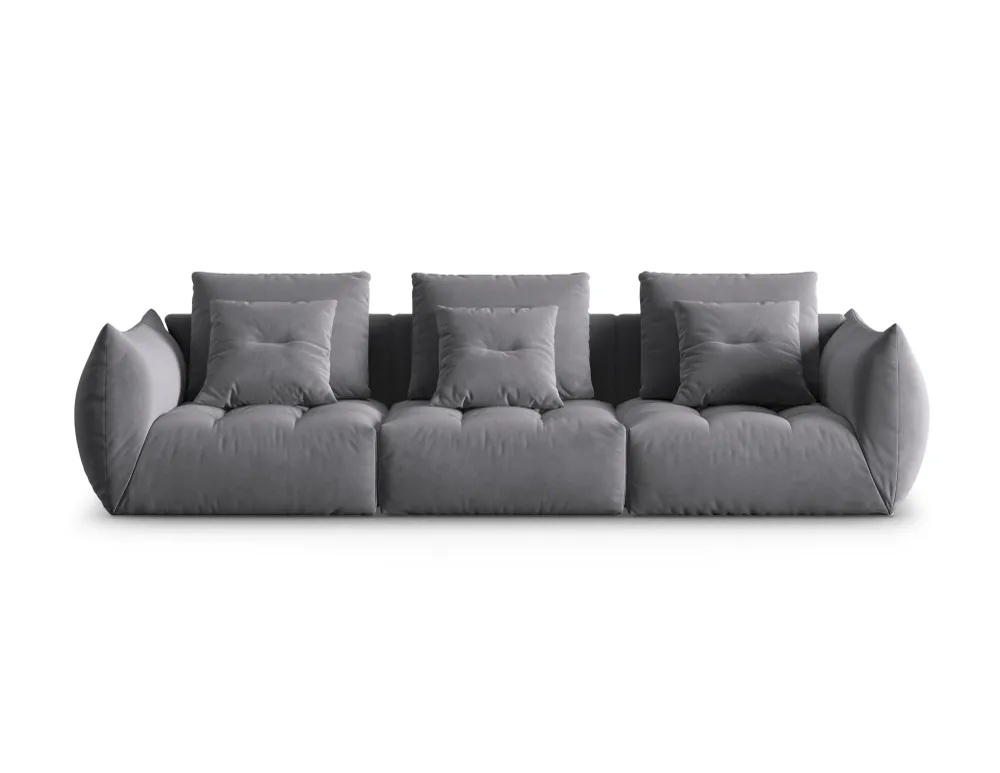 Sofa sametová pro 4 osoby BLOOM tmavě šedá