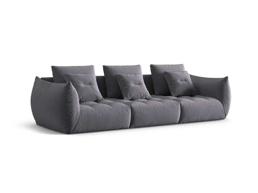 Sofa sametová pro 4 osoby BLOOM tmavě šedá