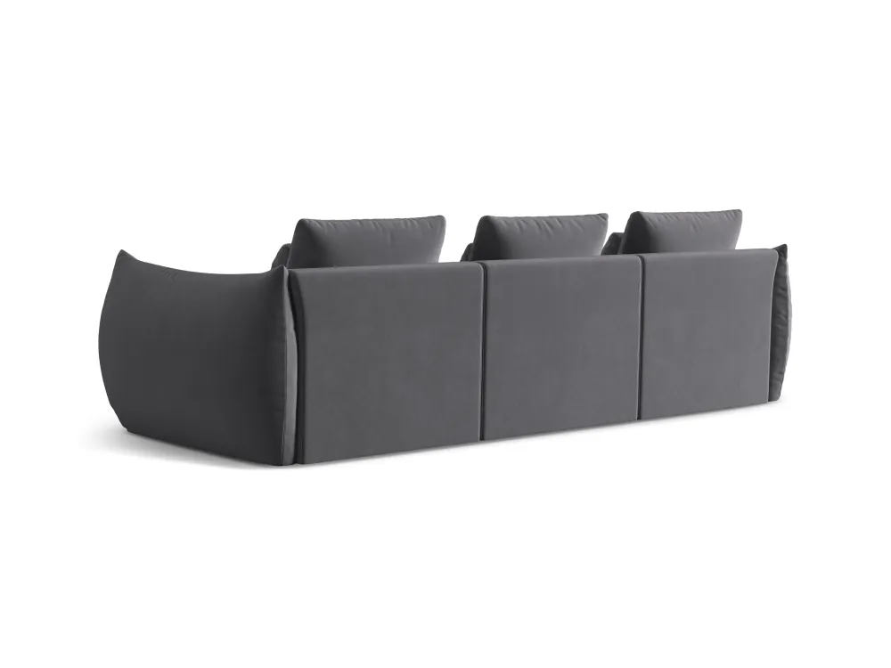 Sofa sametová pro 4 osoby BLOOM tmavě šedá