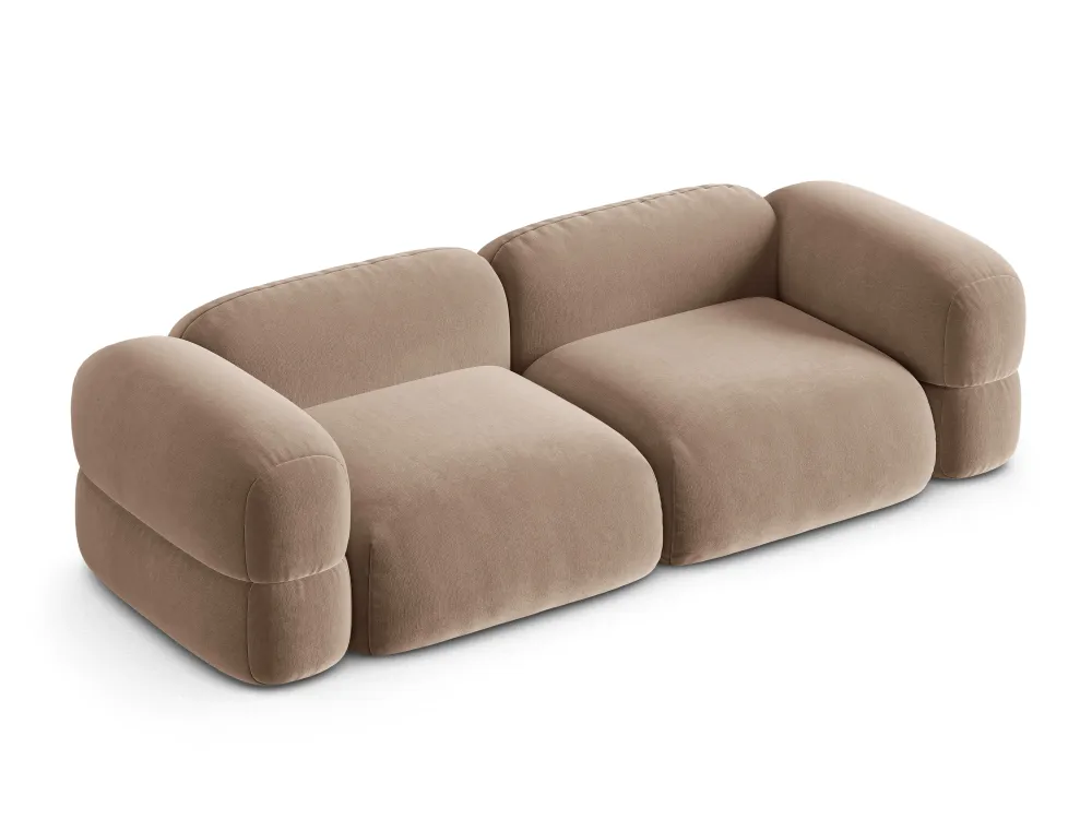 Sofa sametová pro 4 osoby ROGER tmavě béžová