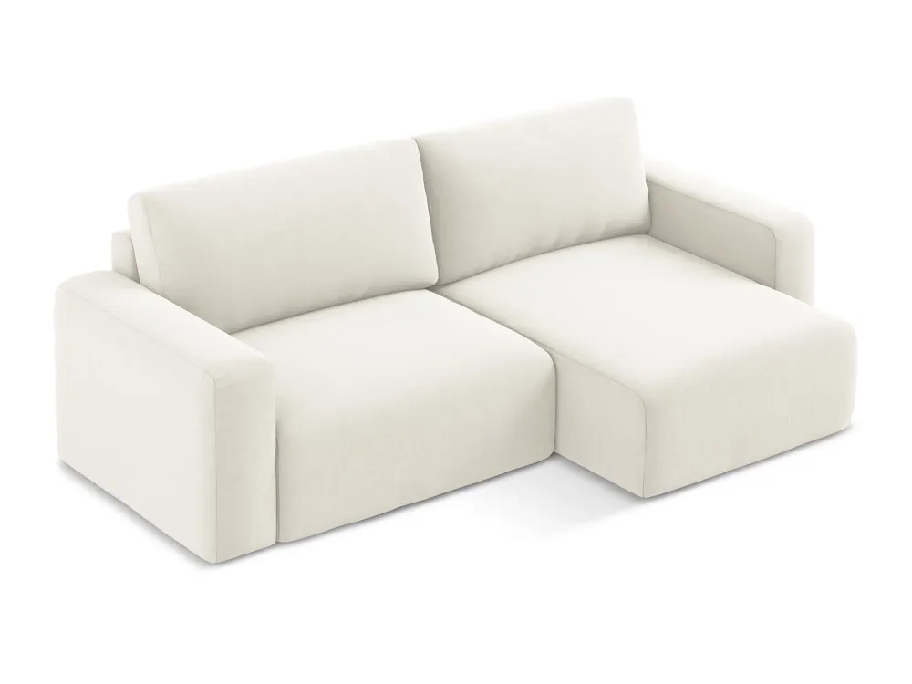 Sofa z sametovým potahem pravostranná s funkcí spaní KONA světle béžová