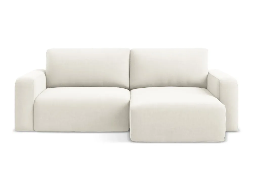 Sofa z sametovým potahem pravostranná s funkcí spaní KONA světle béžová