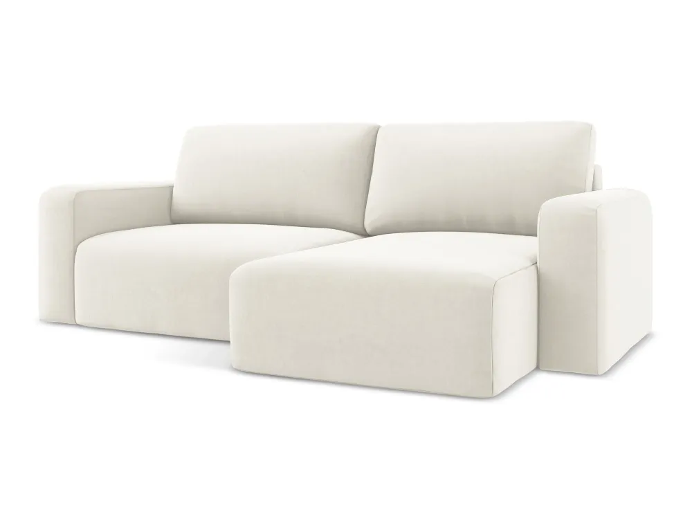 Sofa z sametovým potahem pravostranná s funkcí spaní KONA světle béžová